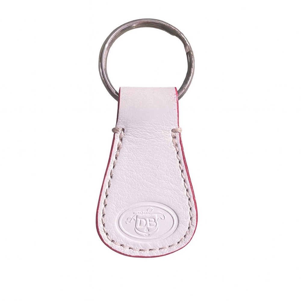 Dooney & Bourke Pink-Trimmed White Leather Keychain